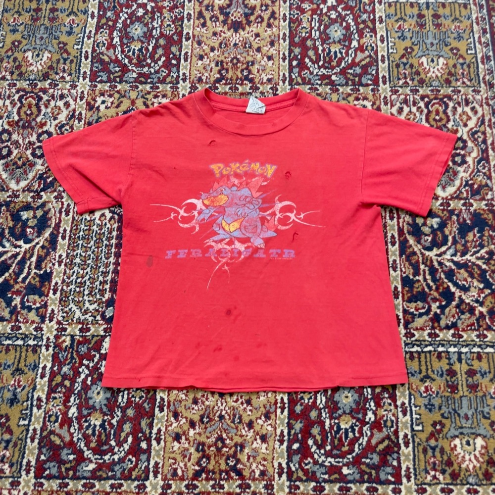 VTG Rare 2000 Pokemon Feraligatr T Shirt Red Youth M Cygnus Nintendo Distressed